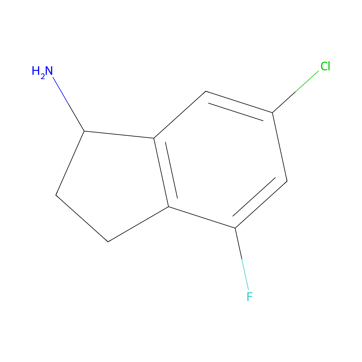 (S)-6-Chloro-4-fluoro-2,3-dihydro-1H-inden-1-amine molecular structure, CAS 1213921-24-4