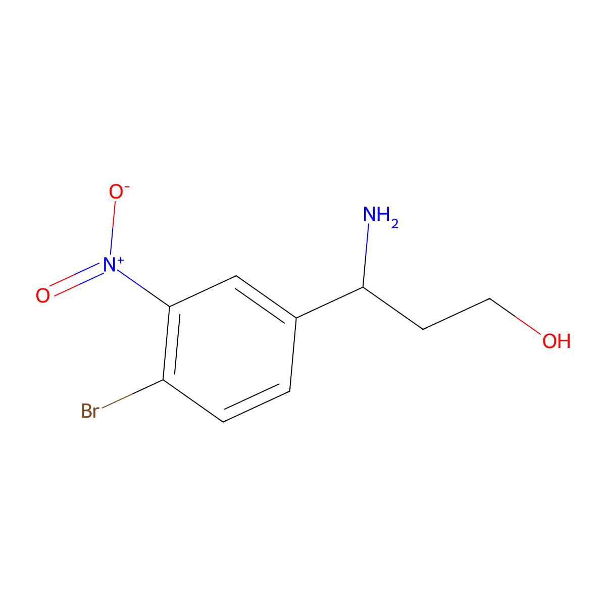(3R)-3-amino-3-(4-bromo-3-nitrophenyl)propan-1-ol molecular structure, CAS 1213922-57-6