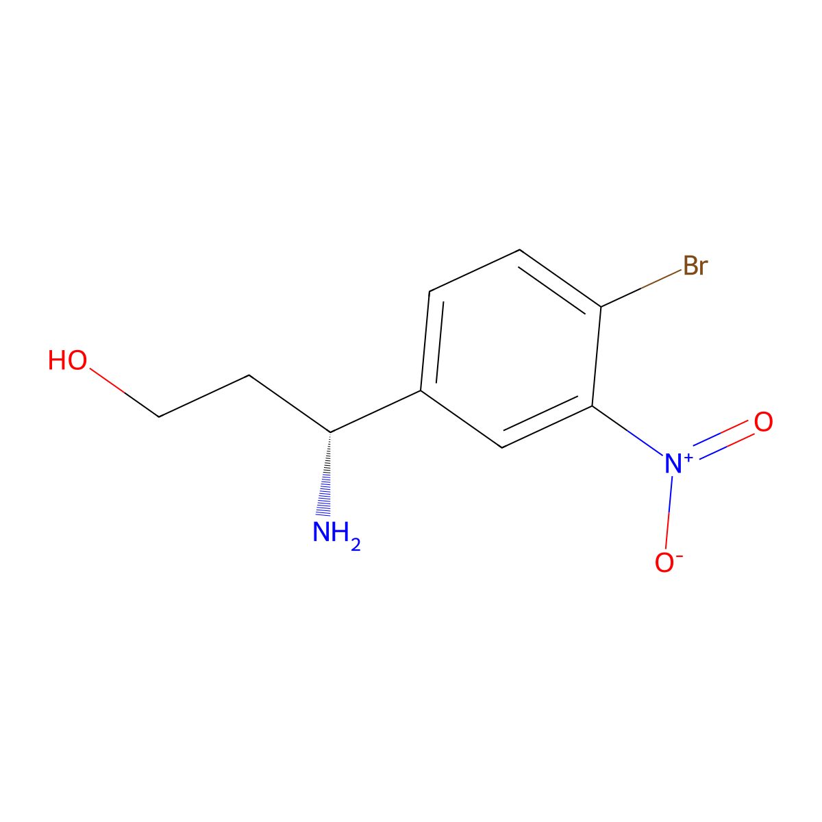 (3R)-3-amino-3-(4-bromo-3-nitrophenyl)propan-1-ol molecular structure, CAS 1213922-57-6