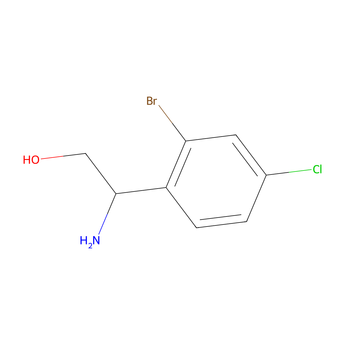 (2R)-2-Amino-2-(2-bromo-4-chlorophenyl)ethan-1-OL molecular structure, CAS 1213923-02-4