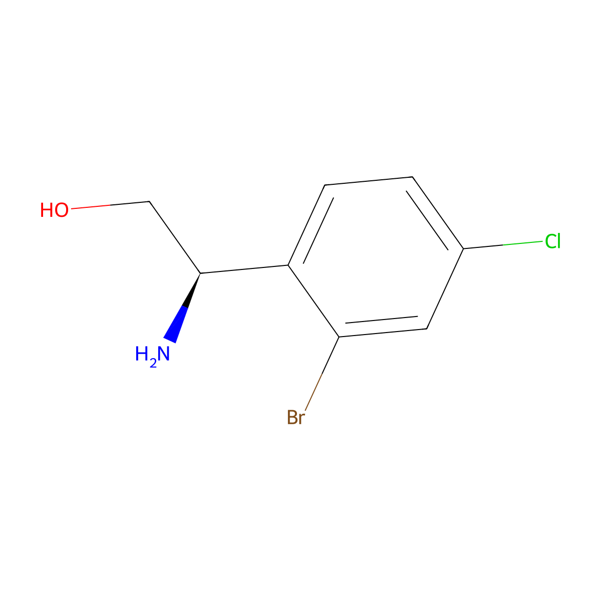 (2R)-2-Amino-2-(2-bromo-4-chlorophenyl)ethan-1-OL molecular structure, CAS 1213923-02-4