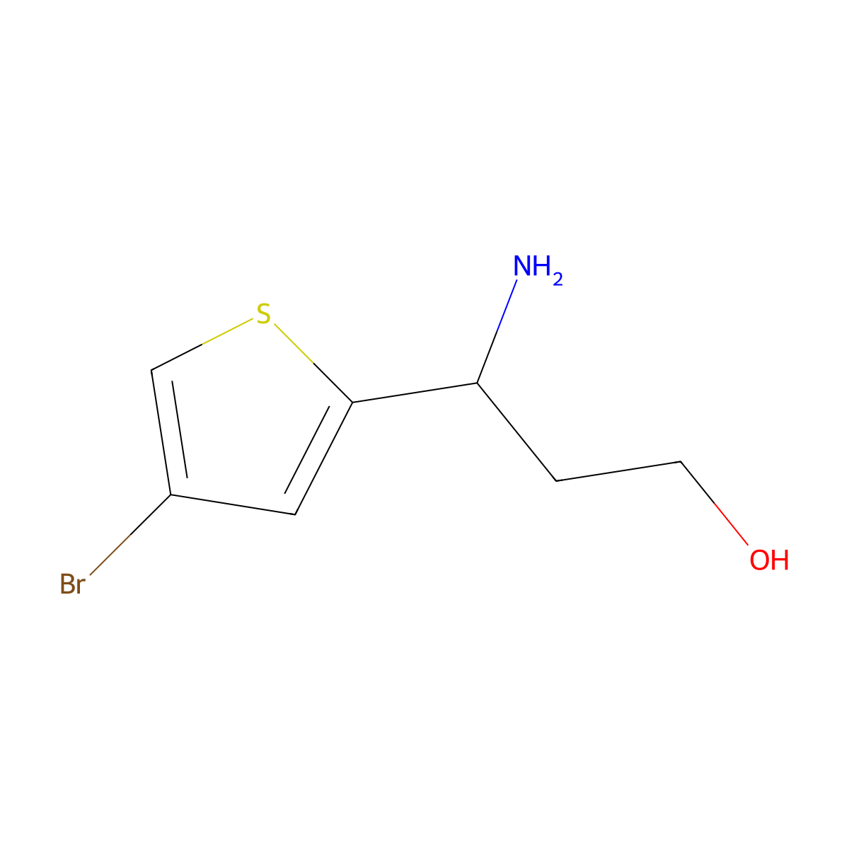(3s)-3-Amino-3-(4-bromothiophen-2-yl)propan-1-ol molecular structure, CAS 1213927-34-4