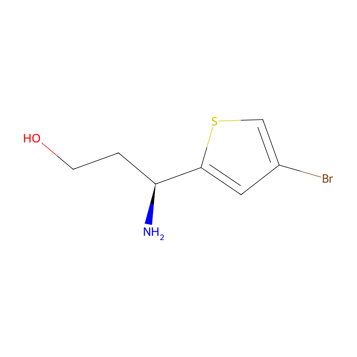 (3s)-3-Amino-3-(4-bromothiophen-2-yl)propan-1-ol molecular structure, CAS 1213927-34-4
