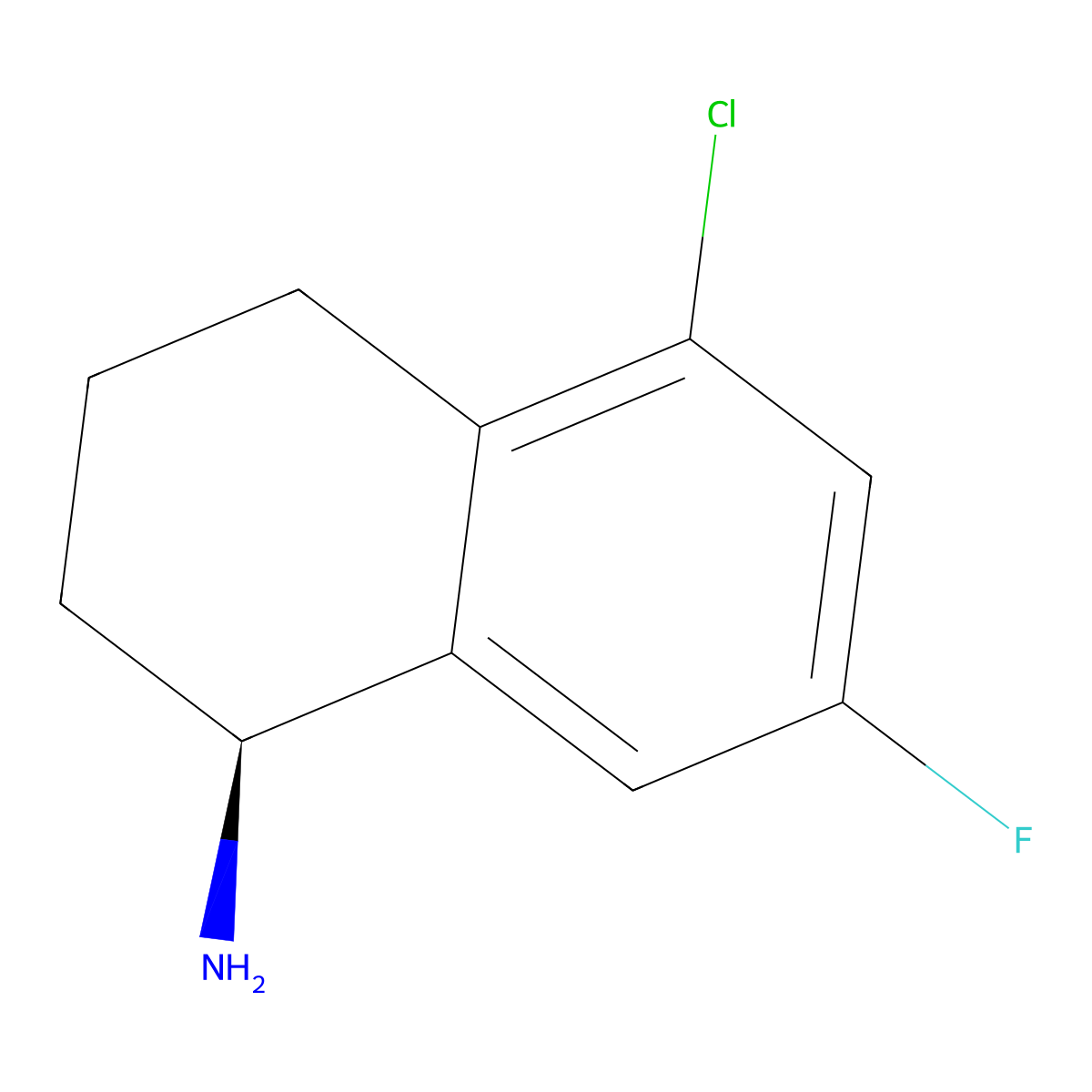 (S)-5-Chloro-7-fluoro-1,2,3,4-tetrahydronaphthalen-1-amine molecular structure, CAS 1213927-56-0