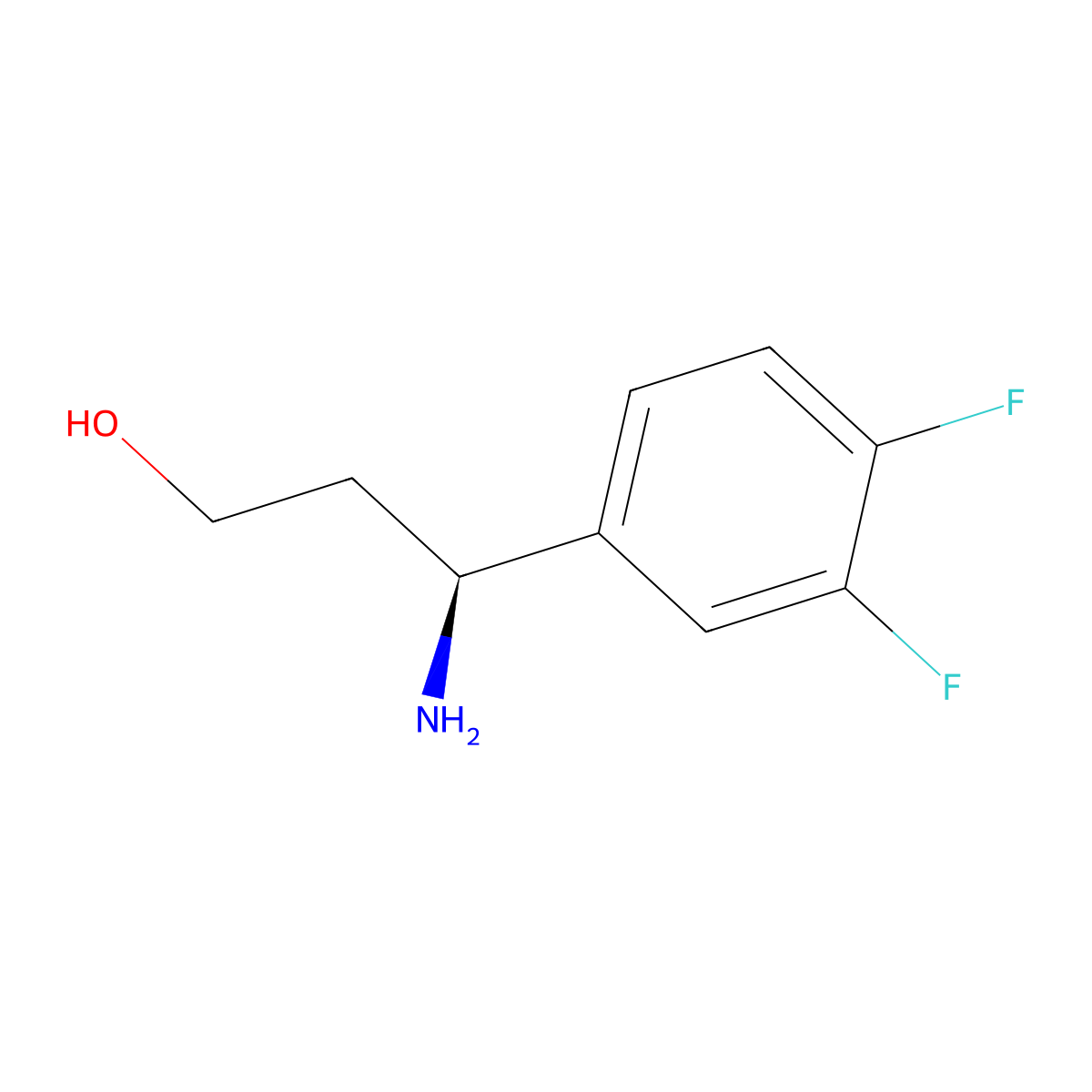 (3S)-3-amino-3-(3,4-difluorophenyl)propan-1-ol molecular structure, CAS 1213927-64-0