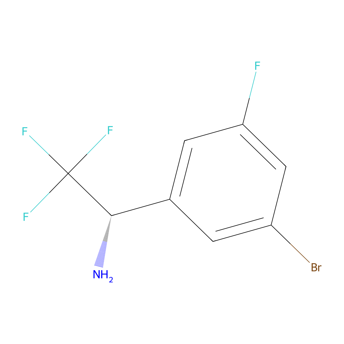 (S)-1-(3-Bromo-5-fluorophenyl)-2,2,2-trifluoroethan-1-amine molecular structure, CAS 1213928-08-5