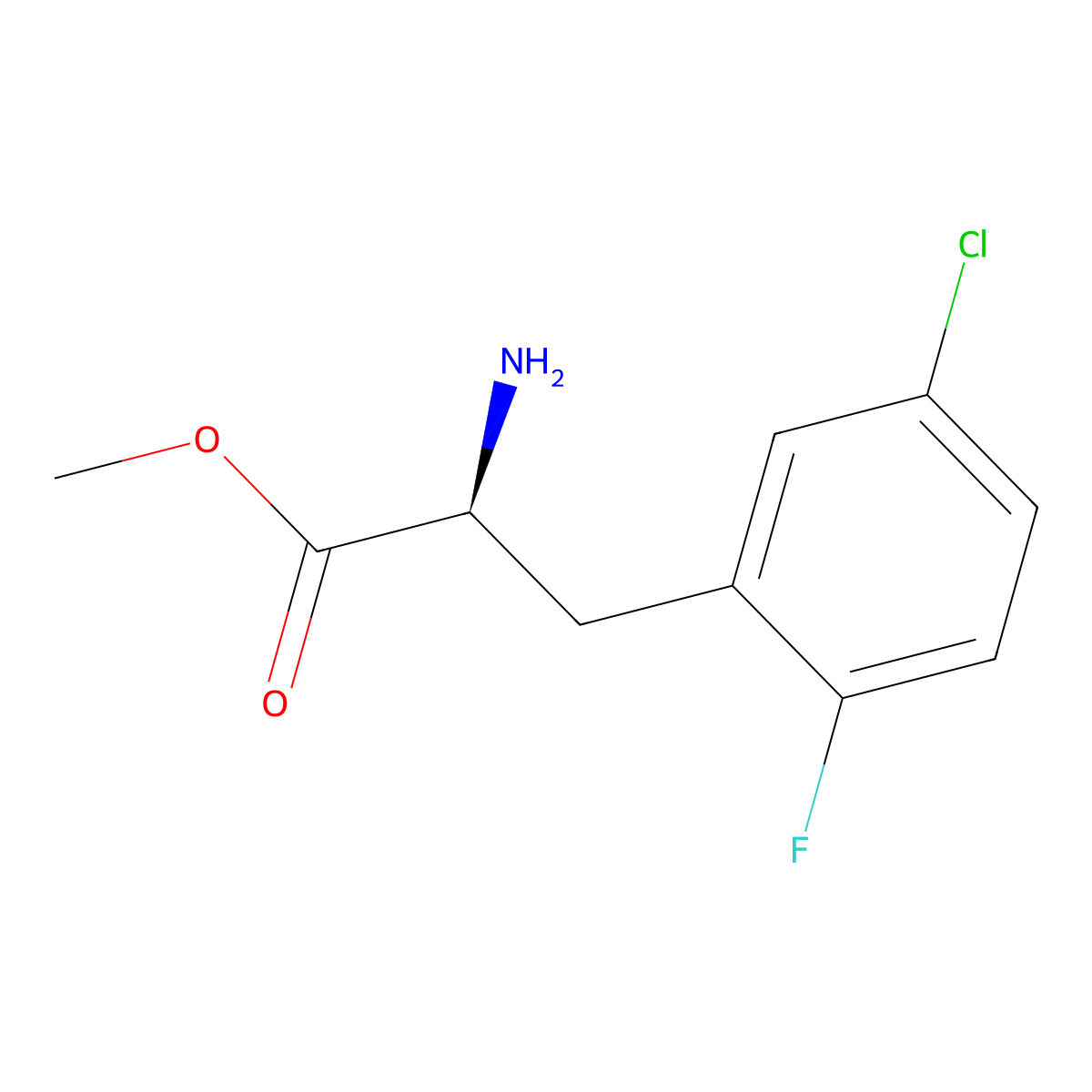 methyl (2S)-2-amino-3-(5-chloro-2-fluorophenyl)propanoate molecular structure, CAS 1213932-10-5