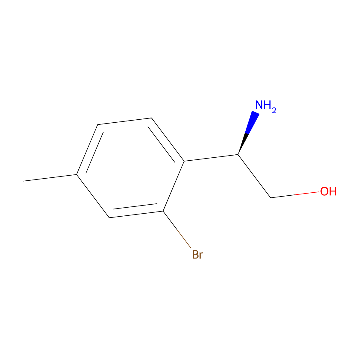 (2R)-2-Amino-2-(2-bromo-4-methylphenyl)ethan-1-OL molecular structure, CAS 1213938-63-6