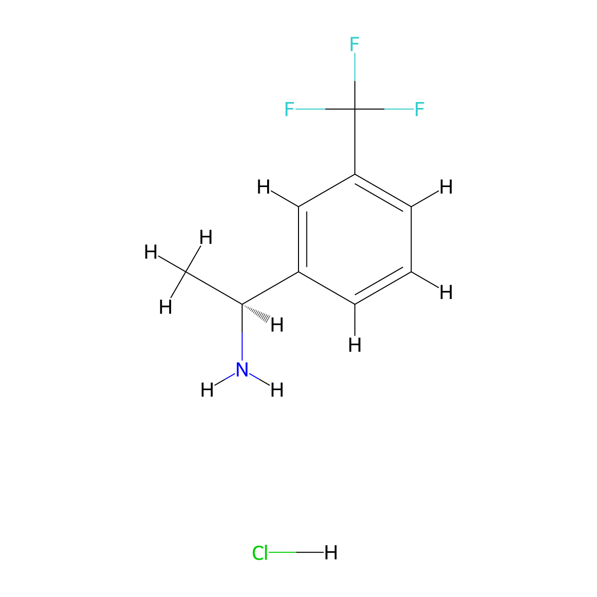 (1S)-1-[3-(trifluoromethyl)phenyl]ethan-1-amine hydrochloride molecular structure, CAS 1213939-94-6
