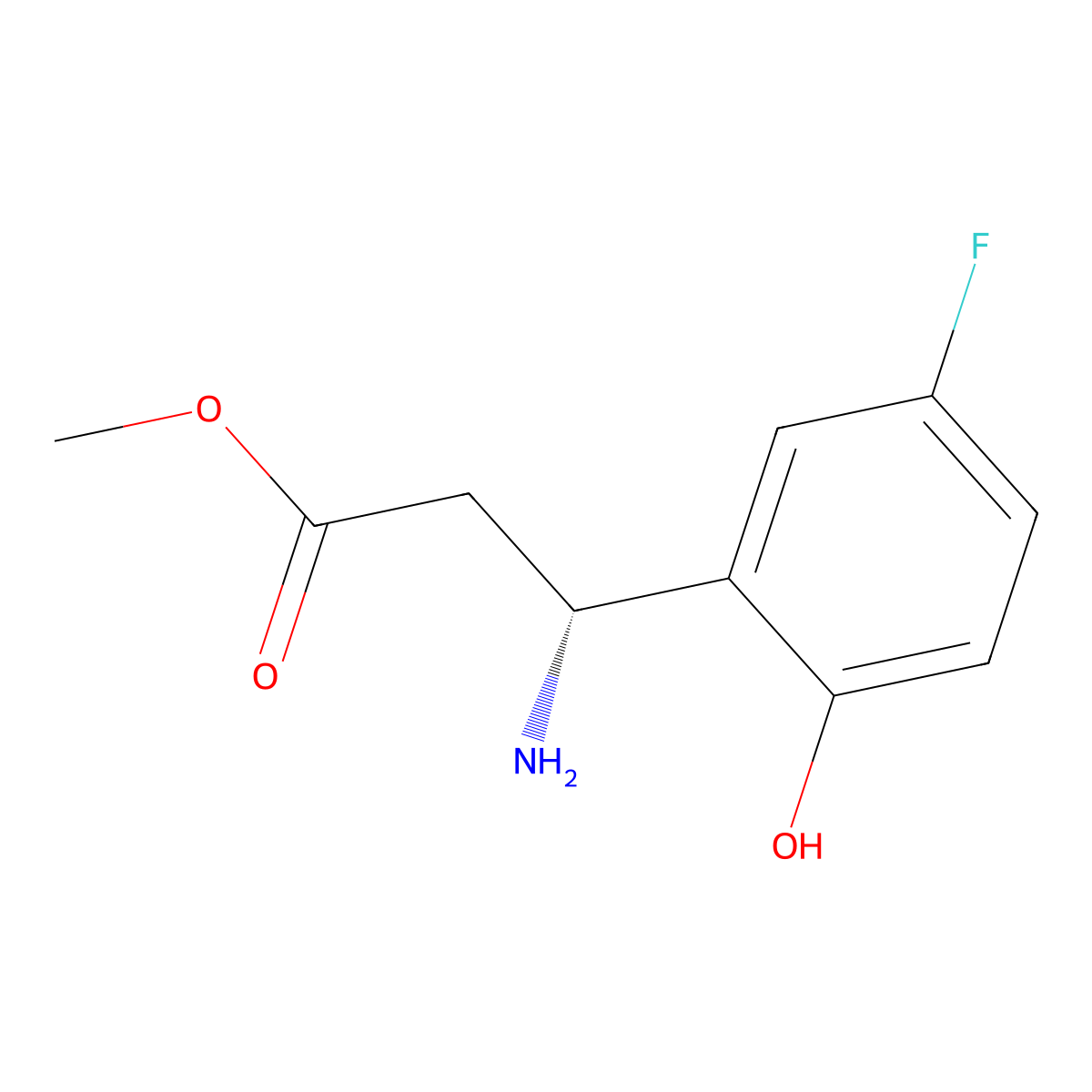 Methyl(R)-3-amino-3-(5-fluoro-2-hydroxyphenyl)propanoatehcl molecular structure, CAS 1213942-76-7