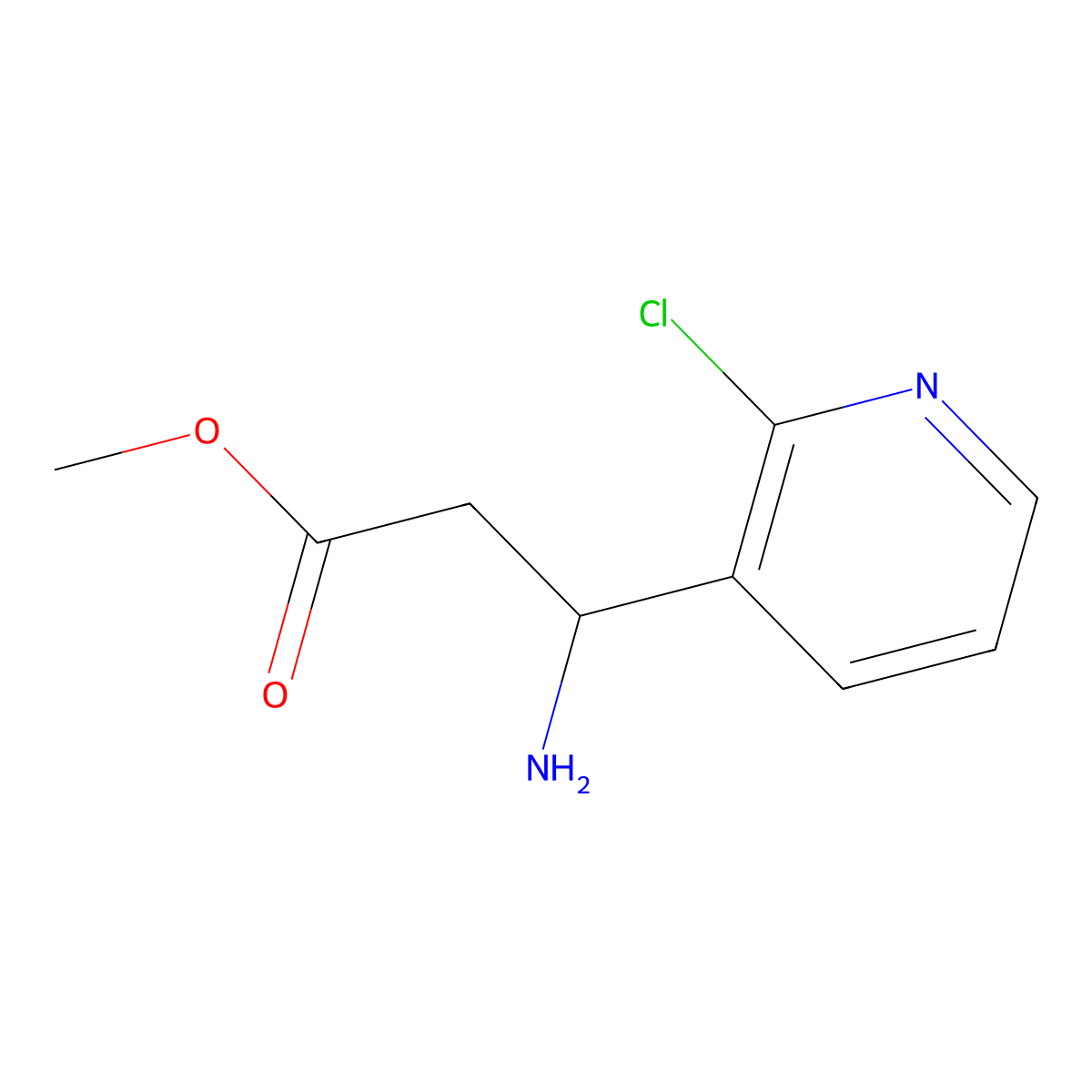 methyl (3R)-3-amino-3-(2-chloropyridin-3-yl)propanoate molecular structure, CAS 1213949-09-7