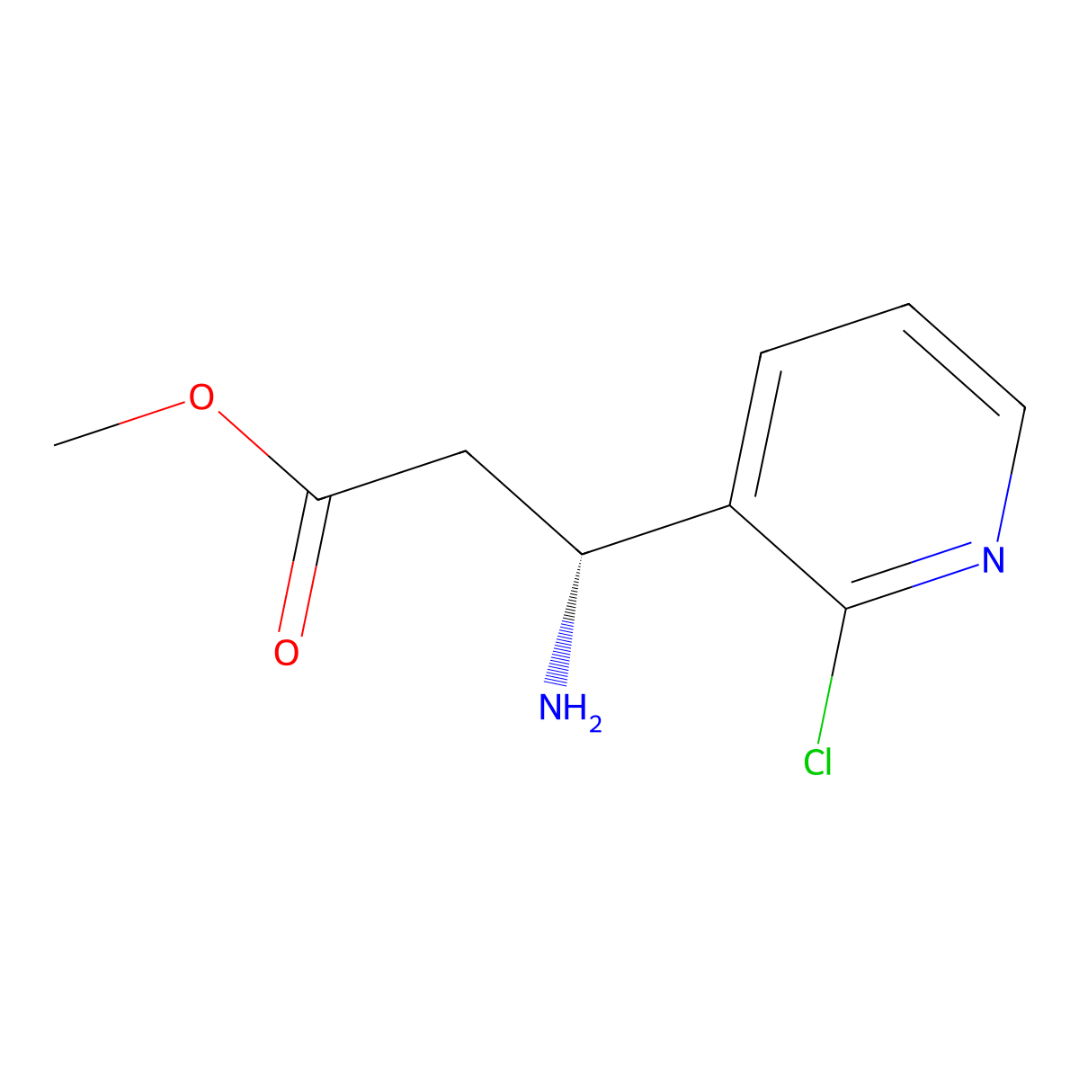methyl (3R)-3-amino-3-(2-chloropyridin-3-yl)propanoate molecular structure, CAS 1213949-09-7
