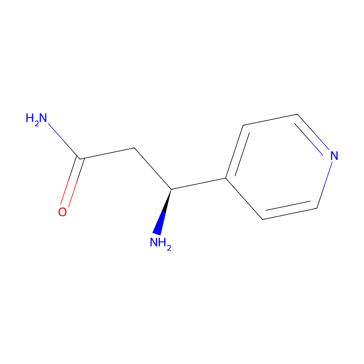 (3S)-3-amino-3-(pyridin-4-yl)propanamide molecular structure, CAS 1213950-25-4