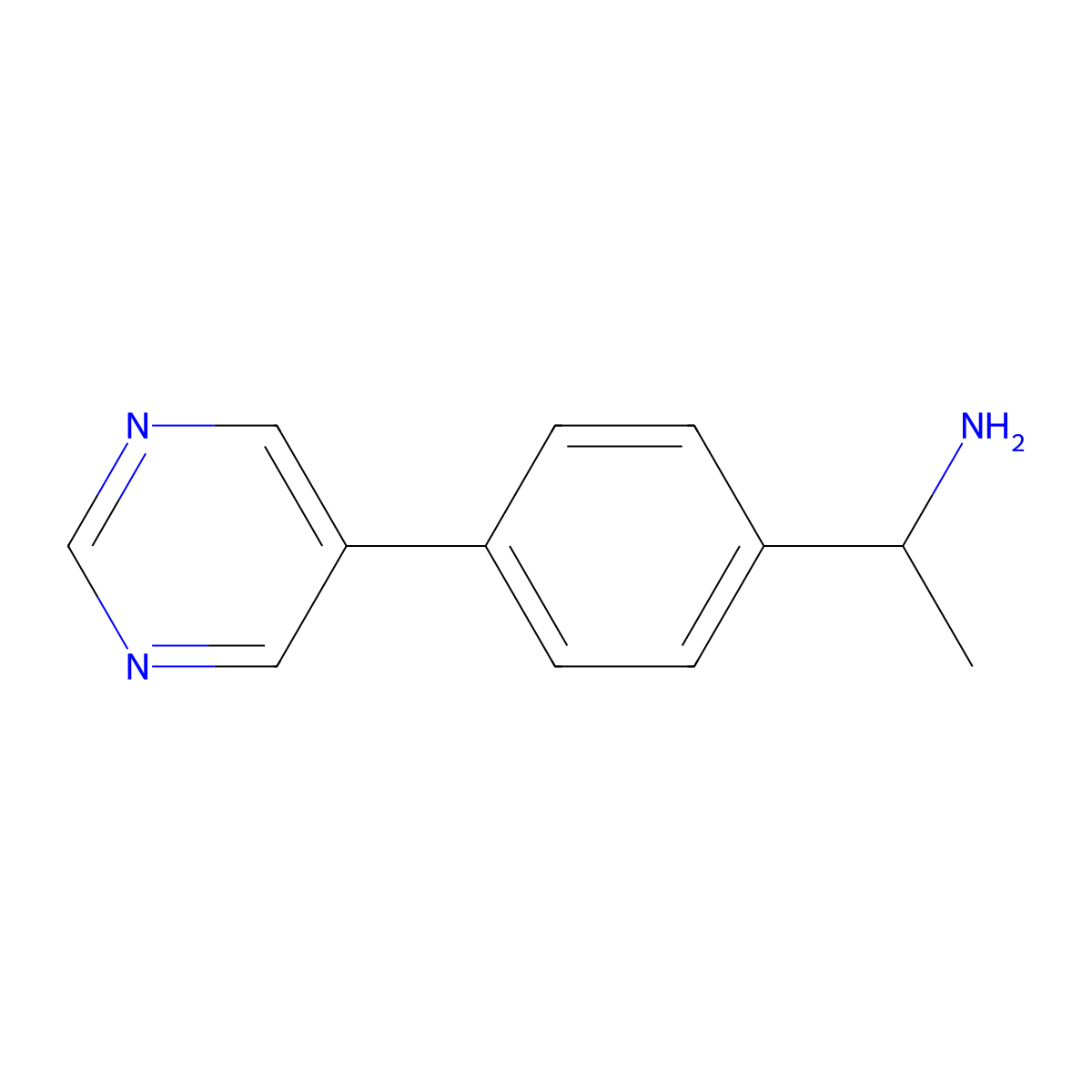 (1S)-1-[4-(pyrimidin-5-yl)phenyl]ethan-1-amine molecular structure, CAS 1213954-45-0