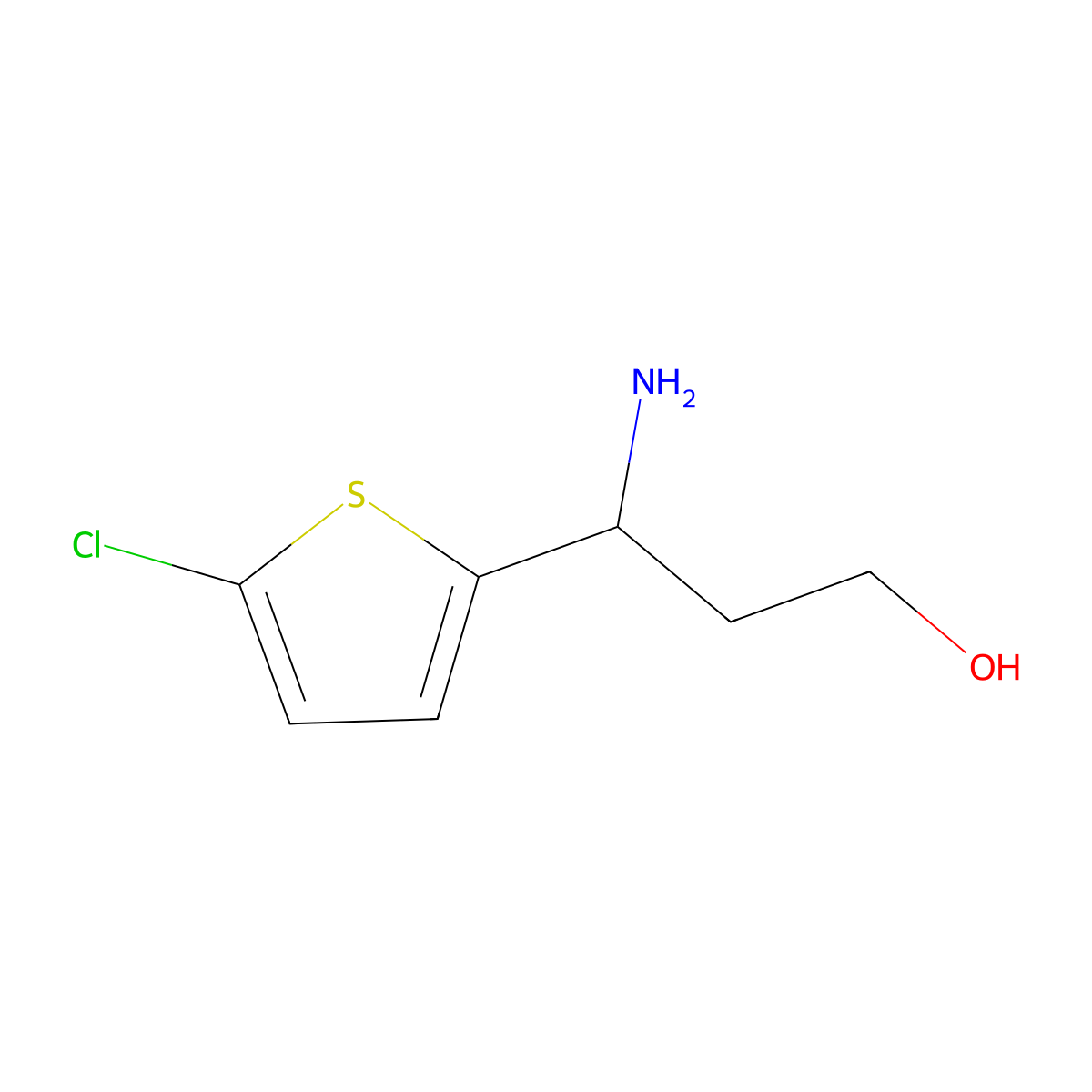 (3S)-3-amino-3-(5-chlorothiophen-2-yl)propan-1-ol molecular structure, CAS 1213962-18-5