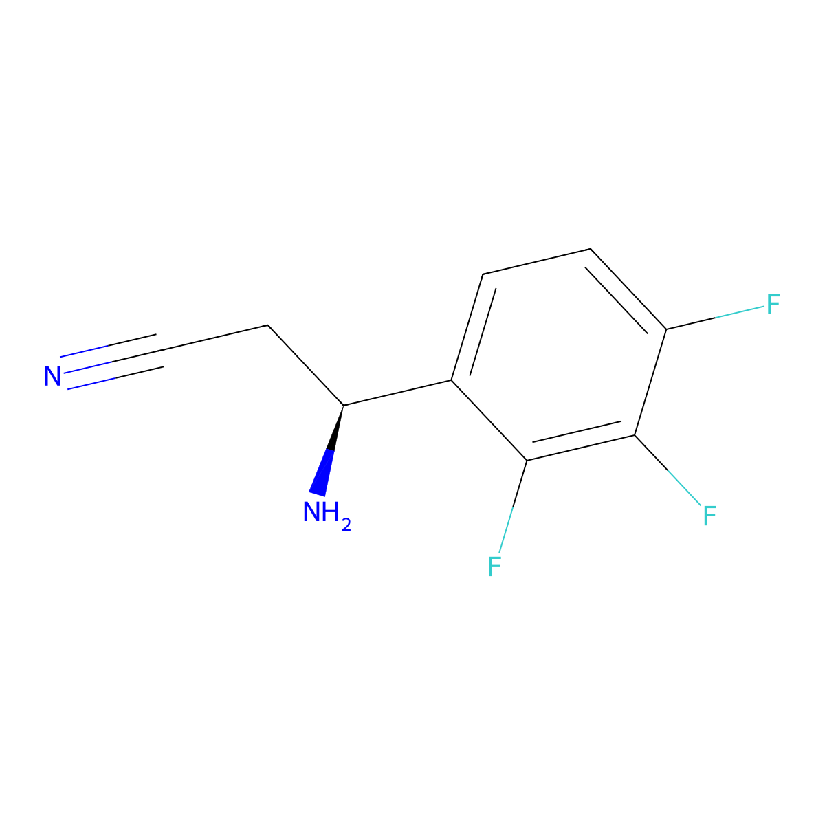 (3S)-3-Amino-3-(2,3,4-trifluorophenyl)propanenitrile molecular structure, CAS 1213962-44-7