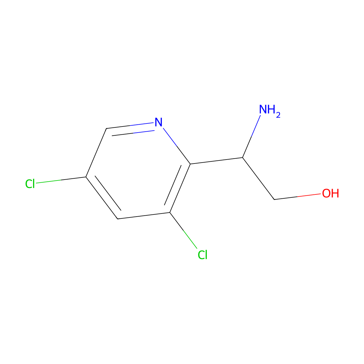 (2r)-2-Amino-2-(3,5-dichloro(2-pyridyl))ethan-1-ol molecular structure, CAS 1213965-68-4