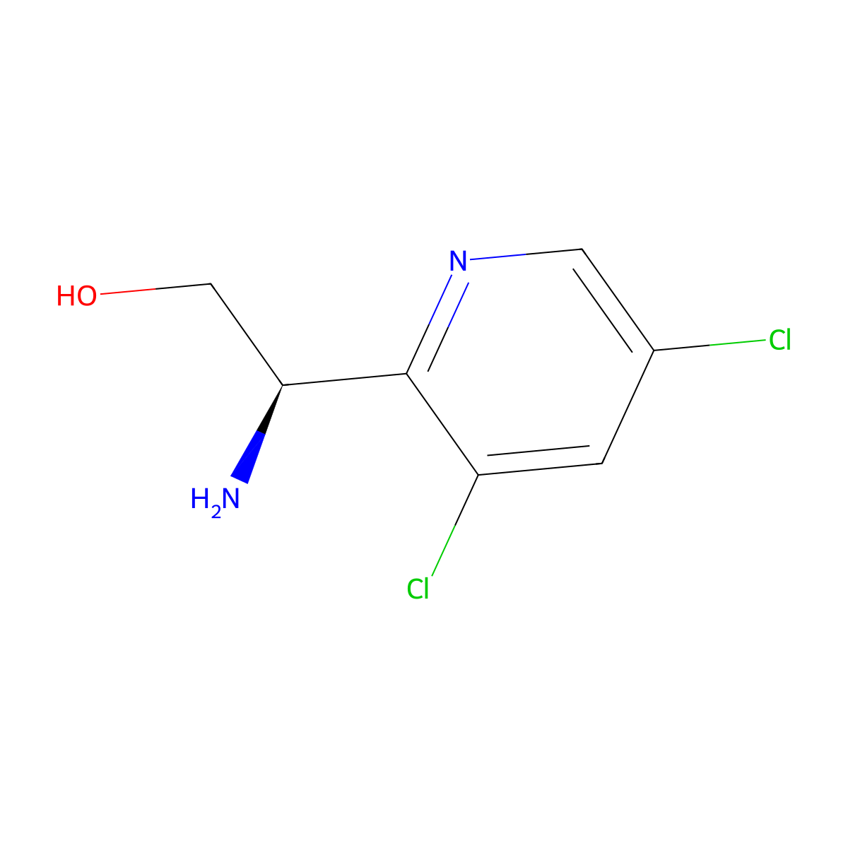 (2r)-2-Amino-2-(3,5-dichloro(2-pyridyl))ethan-1-ol molecular structure, CAS 1213965-68-4