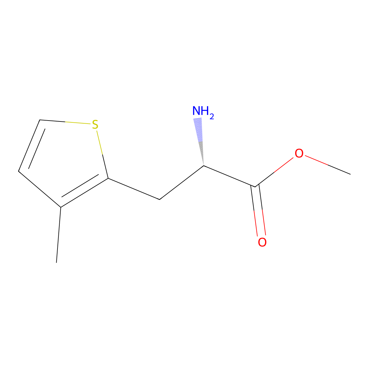 methyl (2S)-2-amino-3-(3-methylthiophen-2-yl)propanoate molecular structure, CAS 1213969-13-1