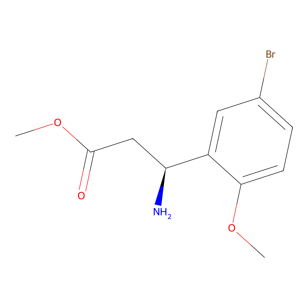 Methyl (s)-3-amino-3-(5-bromo-2-methoxyphenyl)propanoate molecular structure, CAS 1213969-28-8