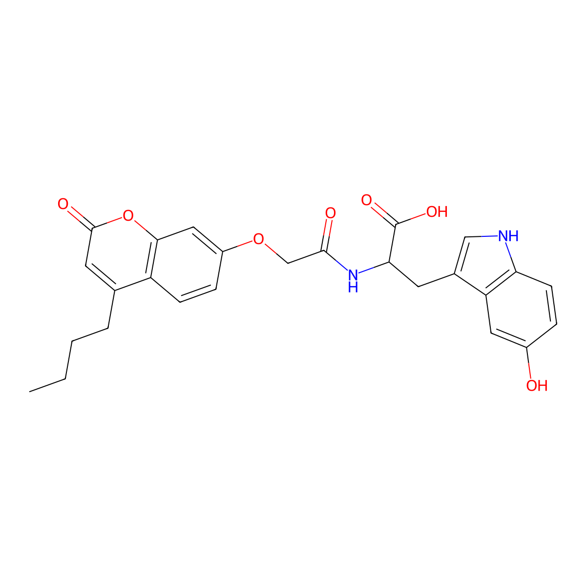 N-{[(4-butyl-2-oxo-2H-chromen-7-yl)oxy]acetyl}-5-hydroxytryptophan molecular structure, CAS 1213978-87-0