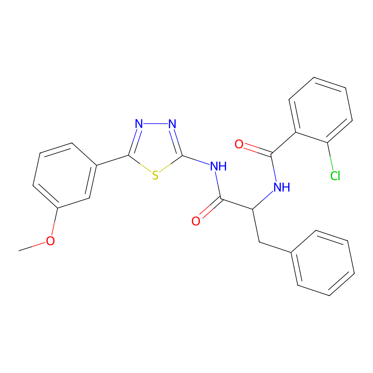 2-[(2-Chlorophenyl)formamido]-N-[5-(3-methoxyphenyl)-1,3,4-thiadiazol-2-YL]-3-phenylpropanamide molecular structure, CAS 1213983-05-1
