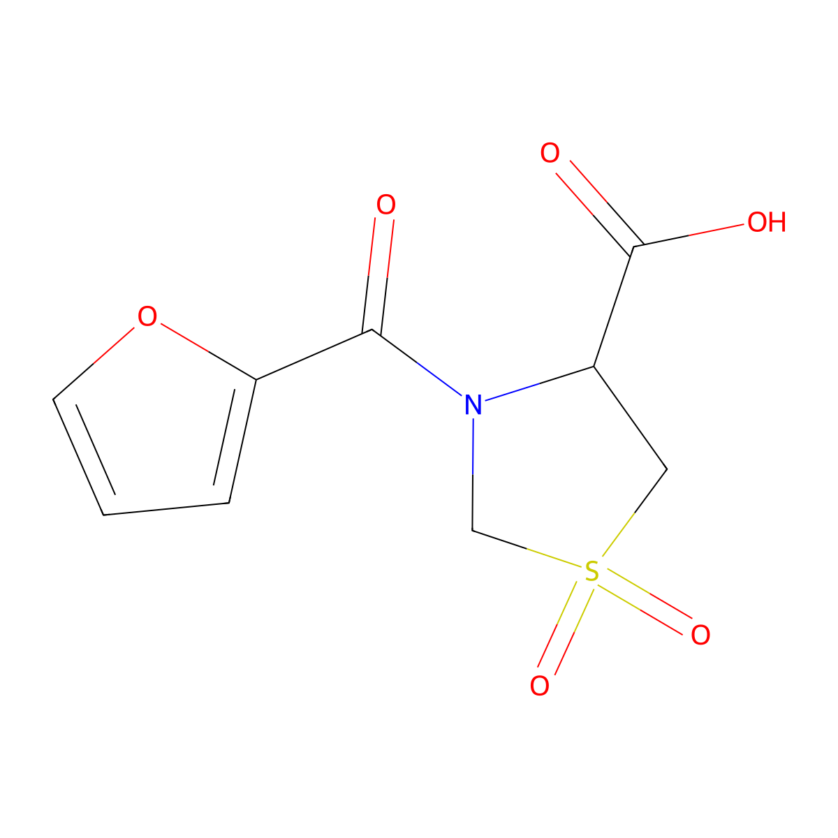 3-(2-Furoyl)-1,3-thiazolidine-4-carboxylic acid 1,1-dioxide molecular structure, CAS 1213985-55-7