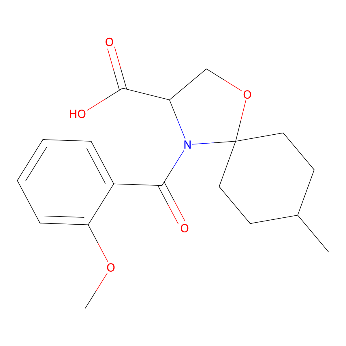 4-(2-Methoxybenzoyl)-8-methyl-1-oxa-4-azaspiro[4.5]decane-3-carboxylic acid molecular structure, CAS 1213988-63-6