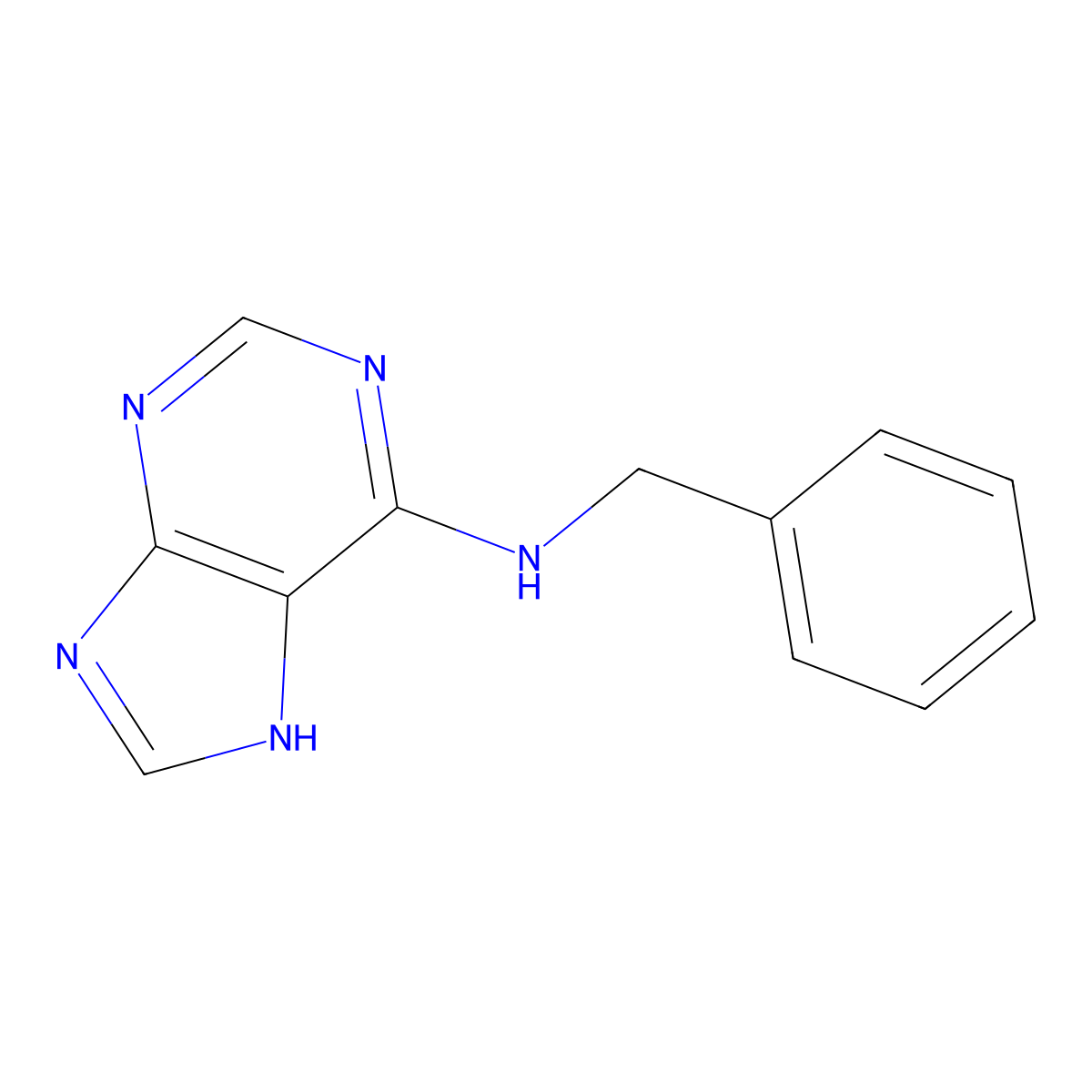Benzylaminopurine molecular structure, CAS 1214-39-7