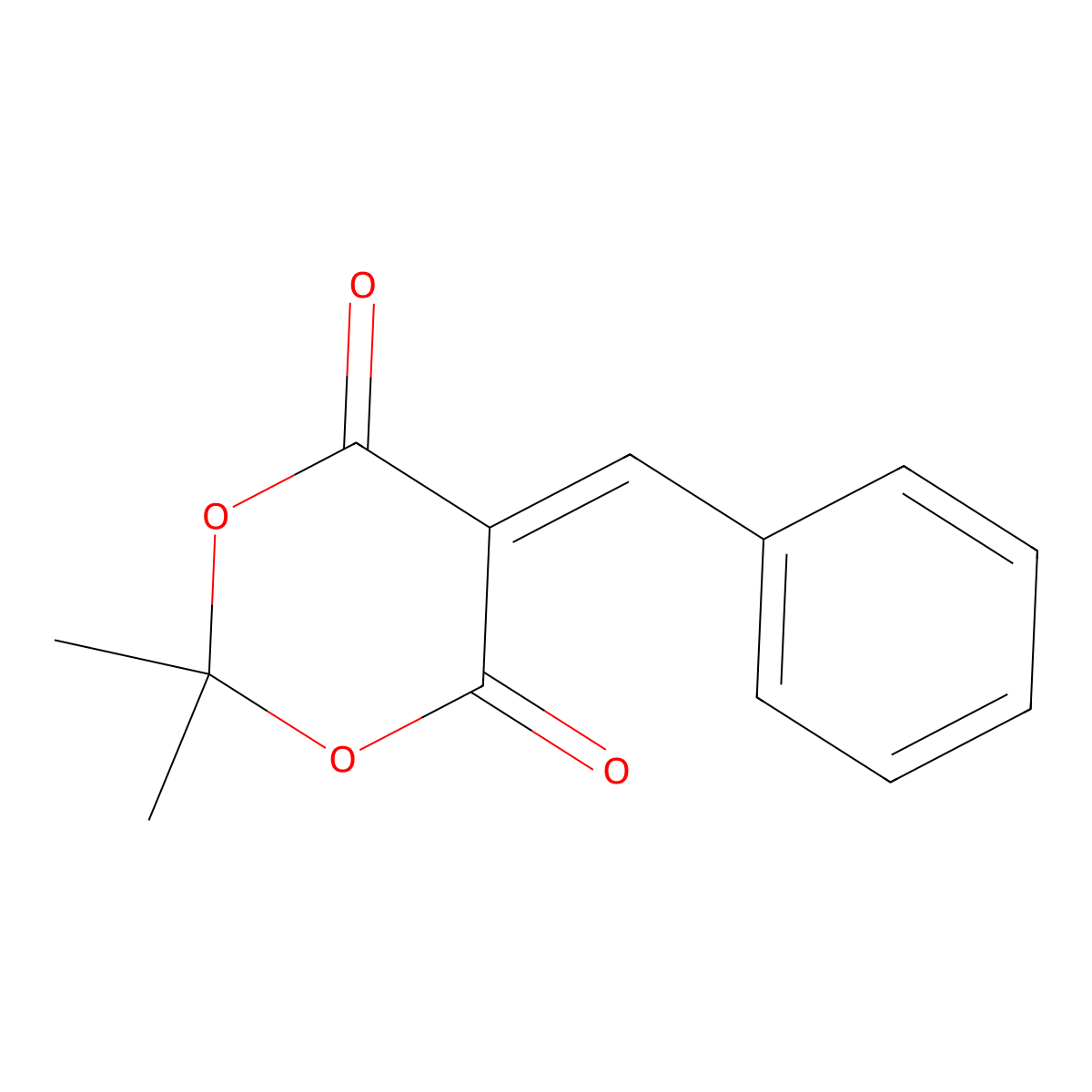 5-Benzylidene-2,2-dimethyl-1,3-dioxane-4,6-dione molecular structure, CAS 1214-54-6