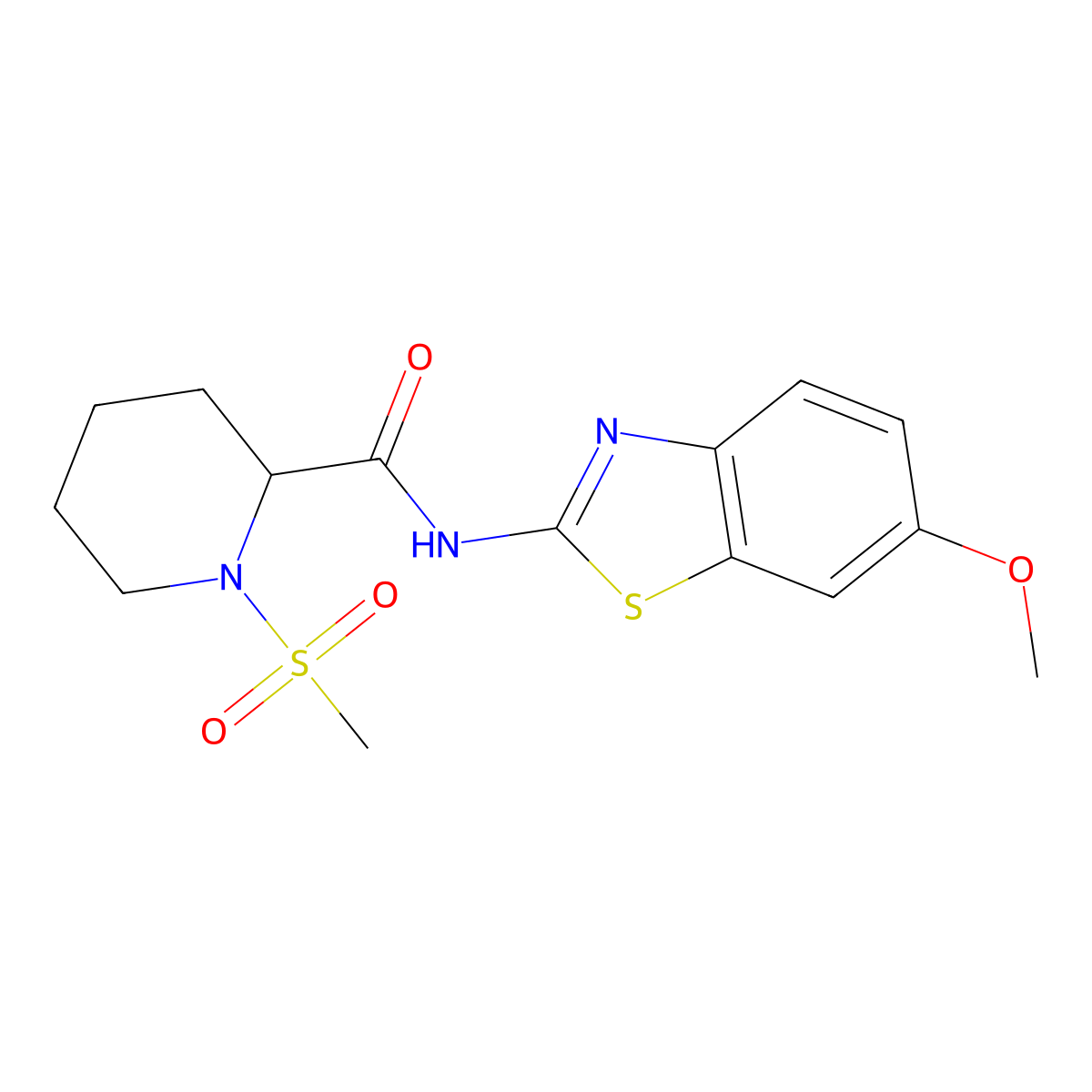N-(6-methoxybenzo[d]thiazol-2-yl)-1-(methylsulfonyl)piperidine-2-carboxamide molecular structure, CAS 1214004-83-7