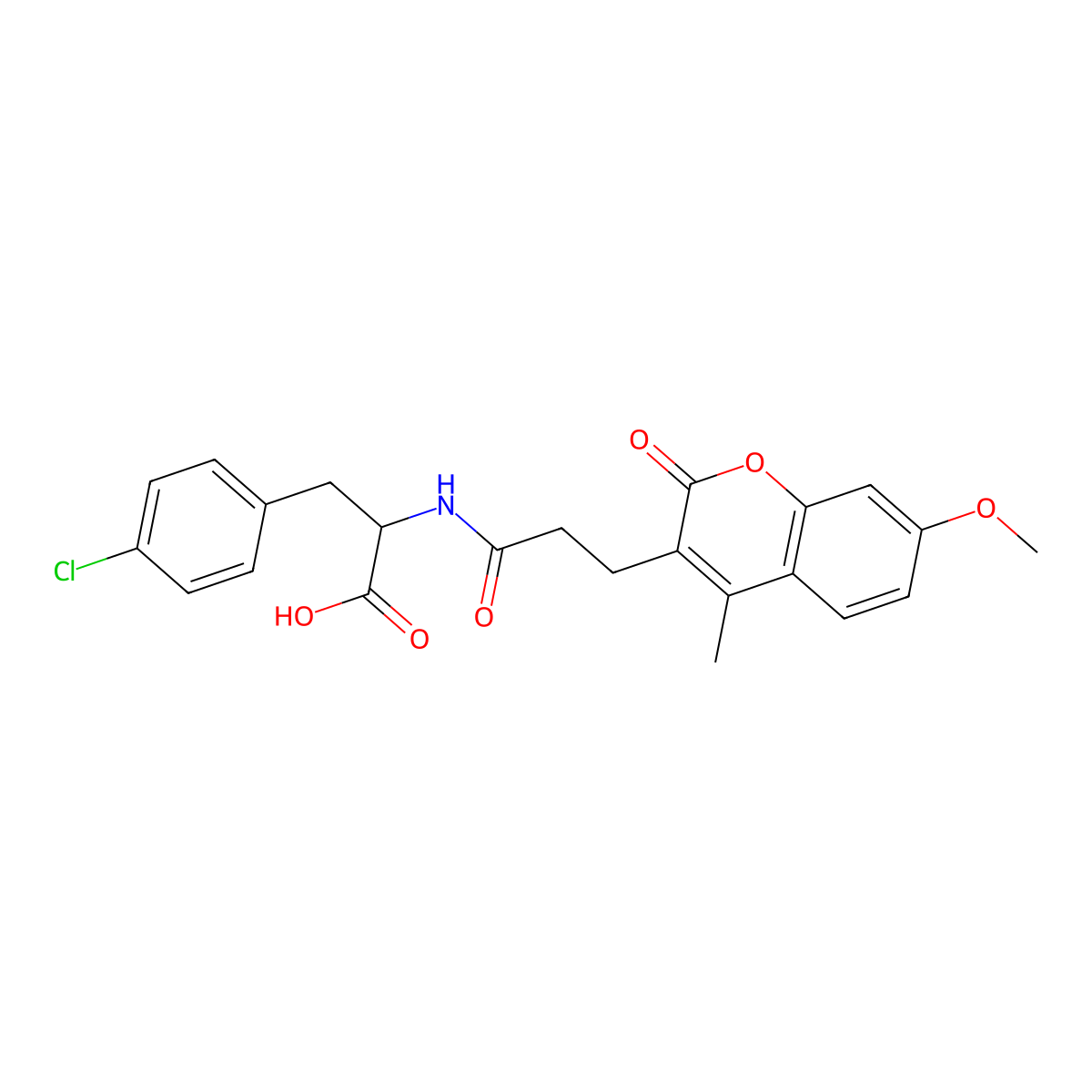 4-chloro-N-[3-(7-methoxy-4-methyl-2-oxo-2H-chromen-3-yl)propanoyl]phenylalanine molecular structure, CAS 1214005-11-4