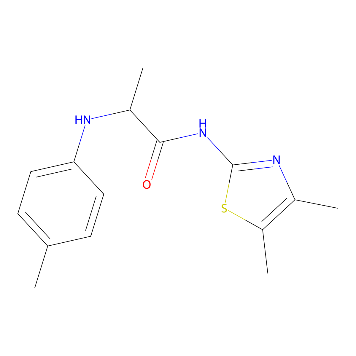 N-(4,5-Dimethyl-thiazol-2-yl)-2-p-tolylamino-propionamide molecular structure, CAS 1214005-18-1