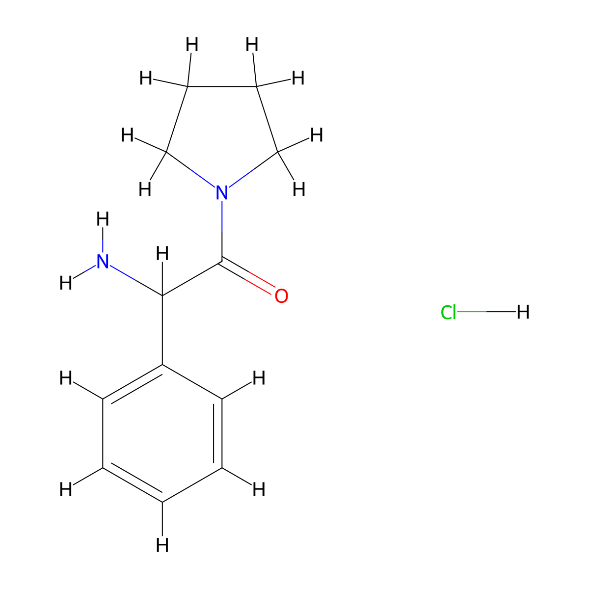 2-Amino-2-phenyl-1-(pyrrolidin-1-yl)ethan-1-one hydrochloride molecular structure, CAS 1214020-17-3
