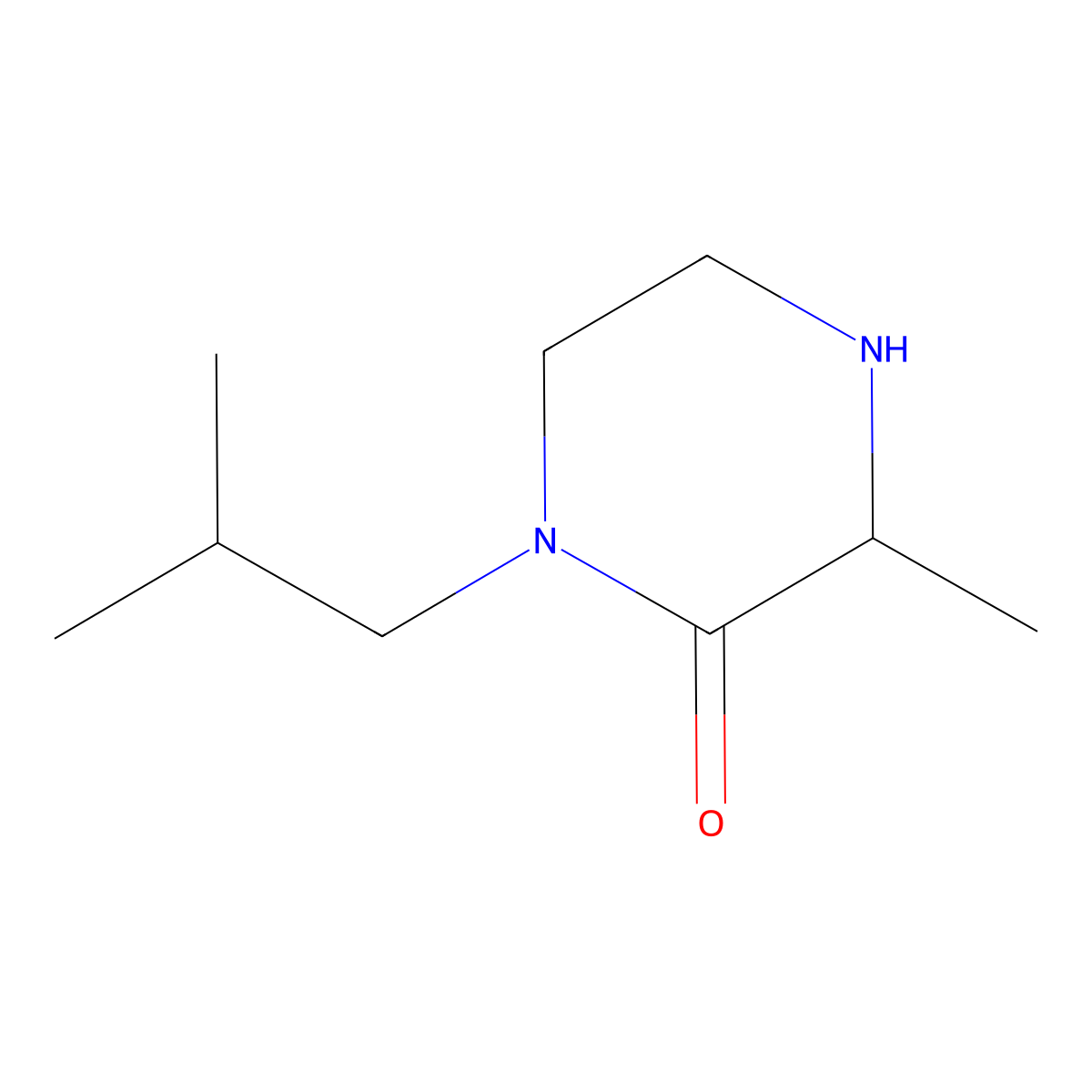 3-Methyl-1-(2-methylpropyl)piperazin-2-one molecular structure, CAS 1214021-50-7