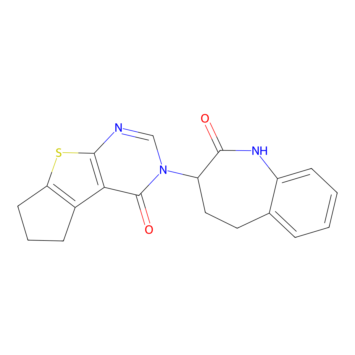 3-(2-hydroxy-4,5-dihydro-3H-1-benzazepin-3-yl)-3,5,6,7-tetrahydro-4H-cyclopenta[4,5]thieno[2,3-d]pyrimidin-4-one molecular structure, CAS 1214021-79-0