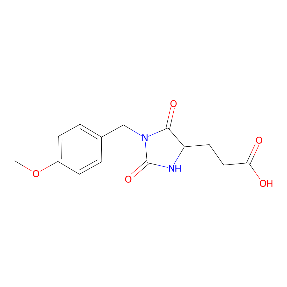 3-(1-[(4-Methoxyphenyl)methyl]-2,5-dioxoimidazolidin-4-yl)propanoic acid molecular structure, CAS 1214021-86-9