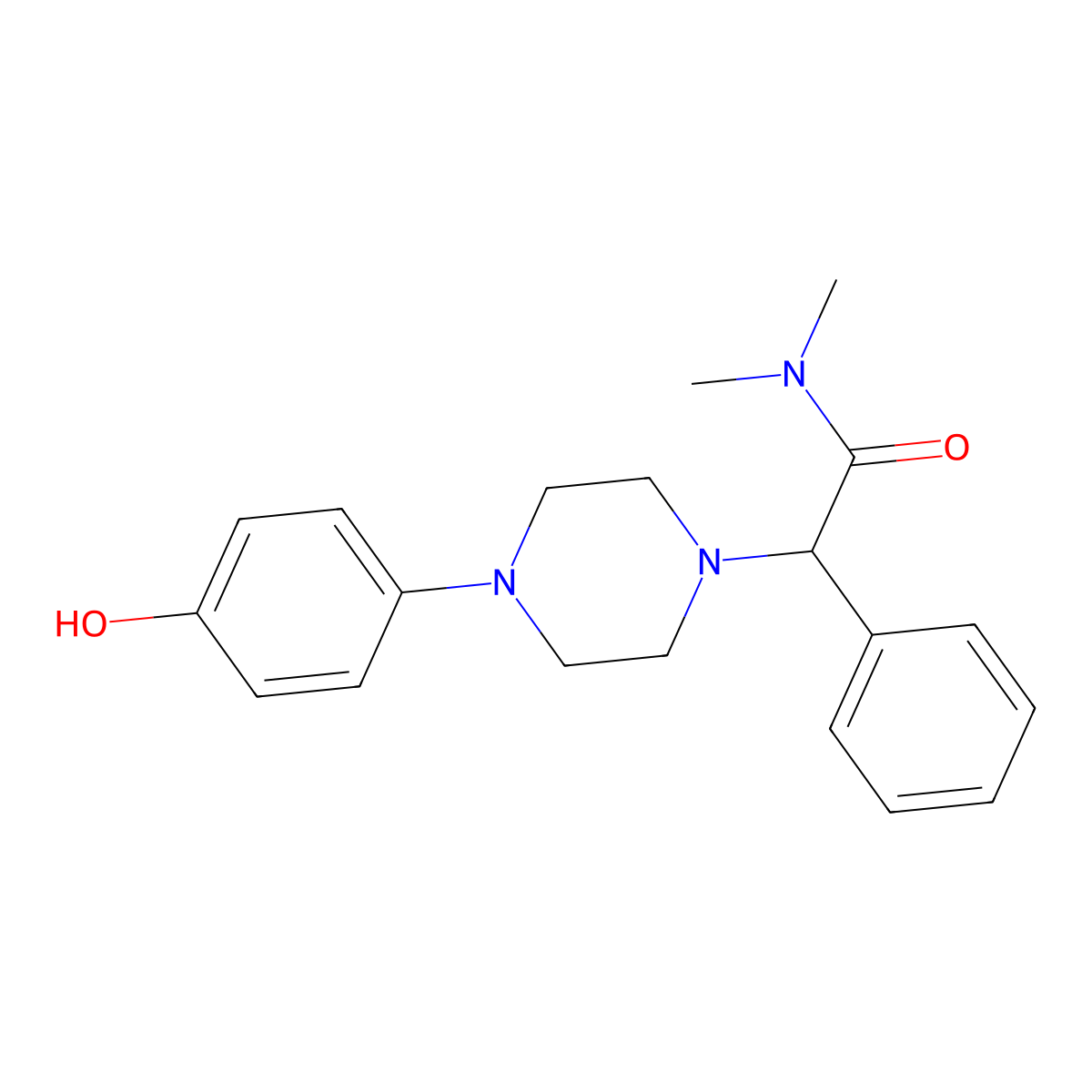 2-[4-(4-hydroxyphenyl)piperazin-1-yl]-N,N-dimethyl-2-phenylacetamide molecular structure, CAS 1214022-77-1