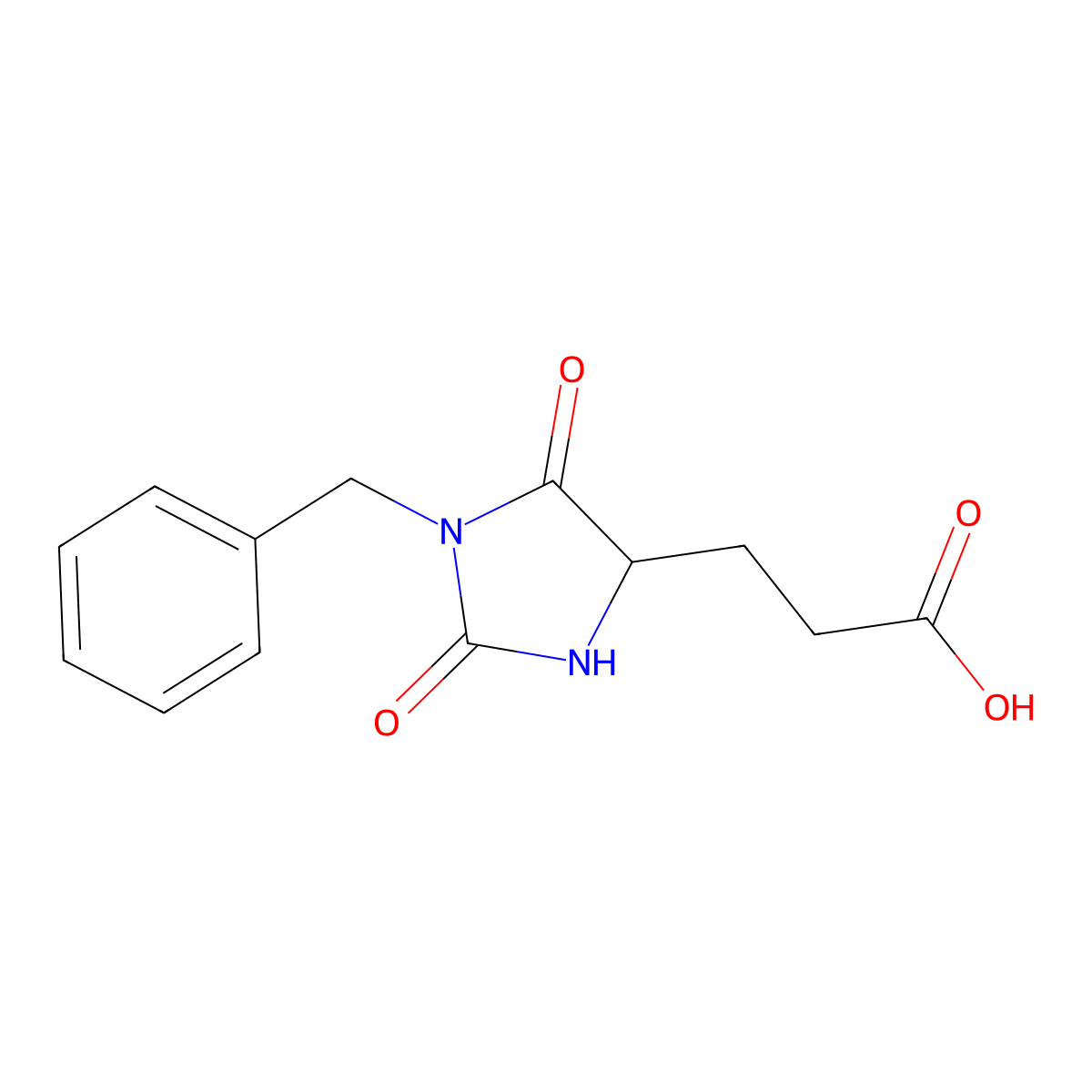 3-(1-Benzyl-2,5-dioxoimidazolidin-4-yl)propanoic acid molecular structure, CAS 1214025-50-9