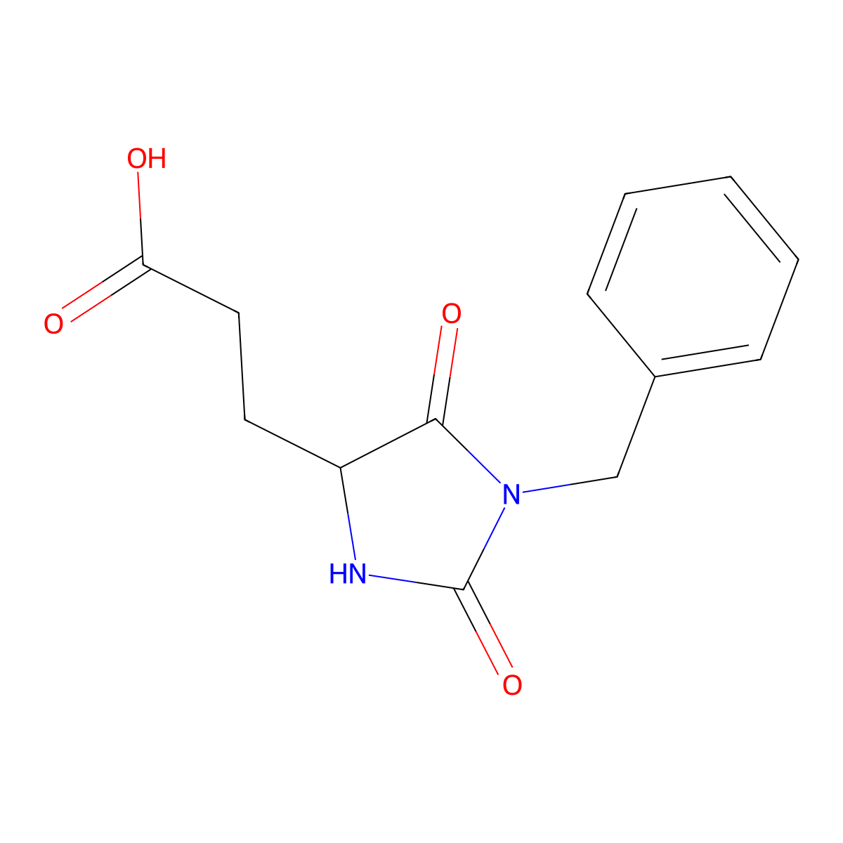 3-(1-Benzyl-2,5-dioxoimidazolidin-4-yl)propanoic acid molecular structure, CAS 1214025-50-9