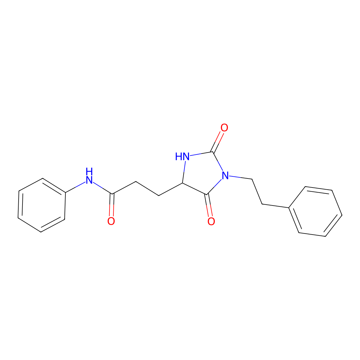 2,5-Dioxo-N-phenyl-1-(2-phenylethyl)-4-imidazolidinepropanamide molecular structure, CAS 1214025-51-0