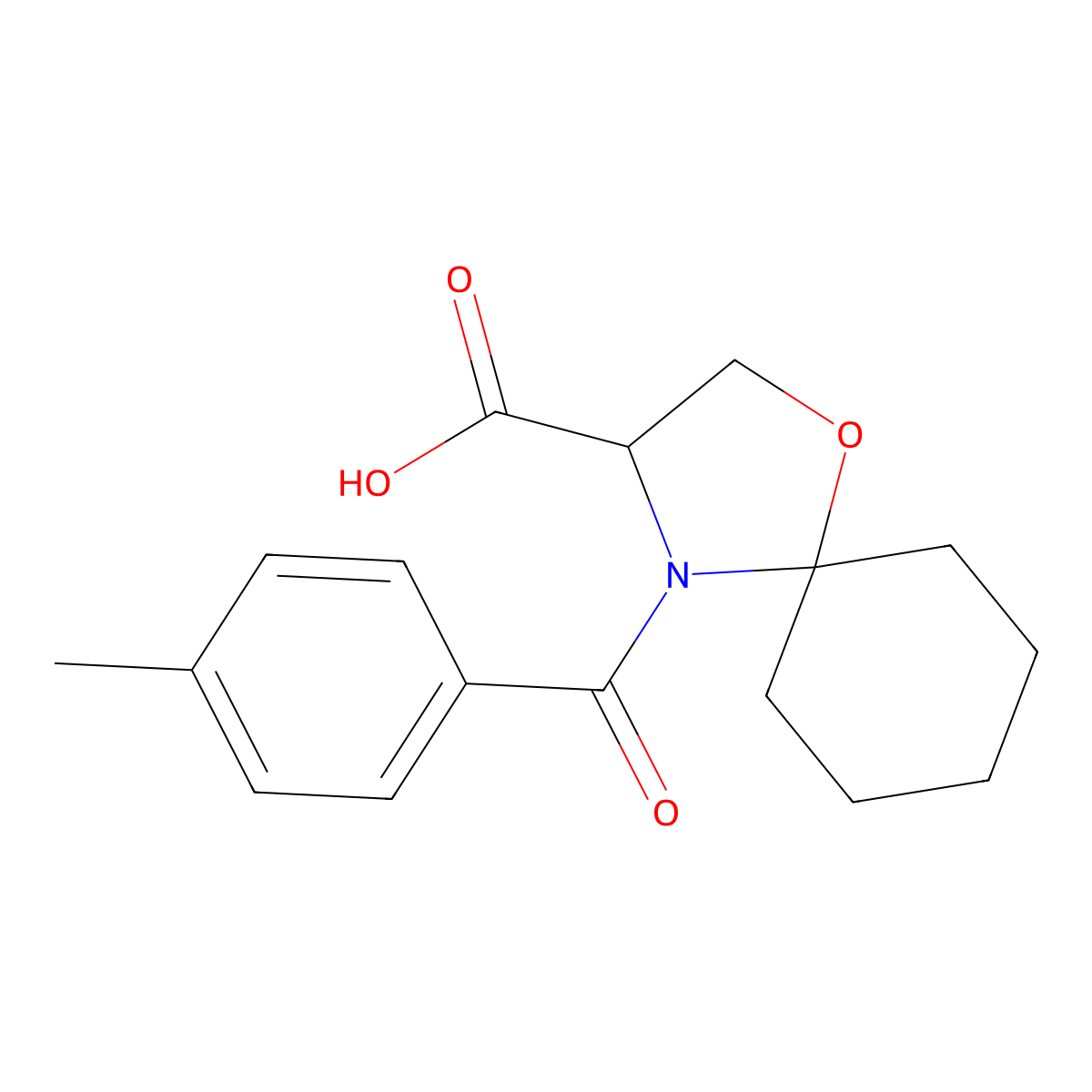4-(4-Methylbenzoyl)-1-oxa-4-azaspiro[4.5]decane-3-carboxylic acid molecular structure, CAS 1214025-94-1