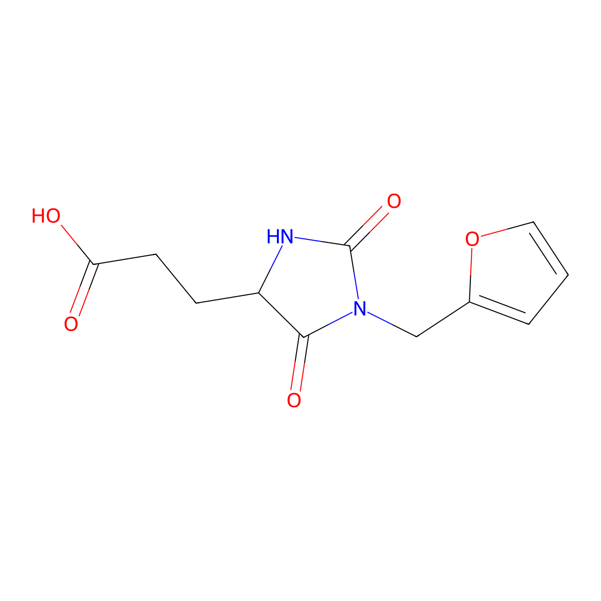 3-[1-(2-Furylmethyl)-2,5-dioxoimidazolidin-4-yl]propanoic acid molecular structure, CAS 1214026-62-6