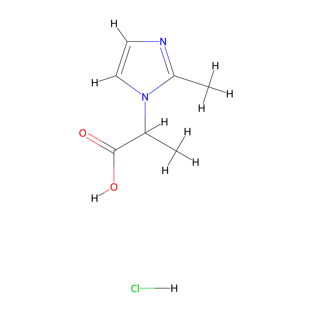 2-(2-methyl-1H-imidazol-1-yl)propanoic acid hydrochloride molecular structure, CAS 1214028-80-4