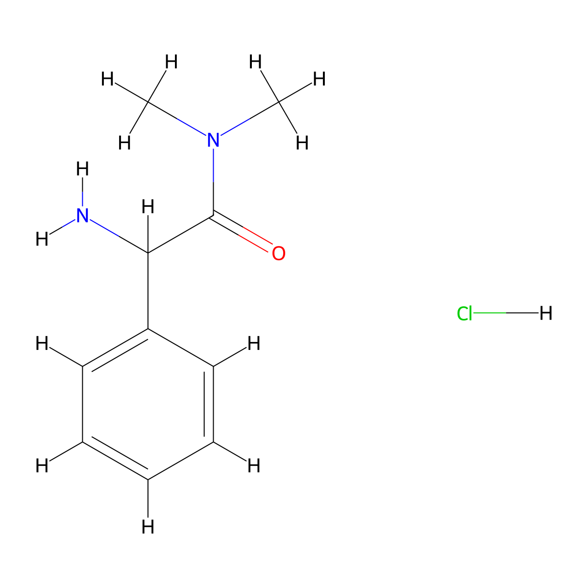 2-amino-N,N-dimethyl-2-phenylacetamide hydrochloride molecular structure, CAS 1214036-19-7