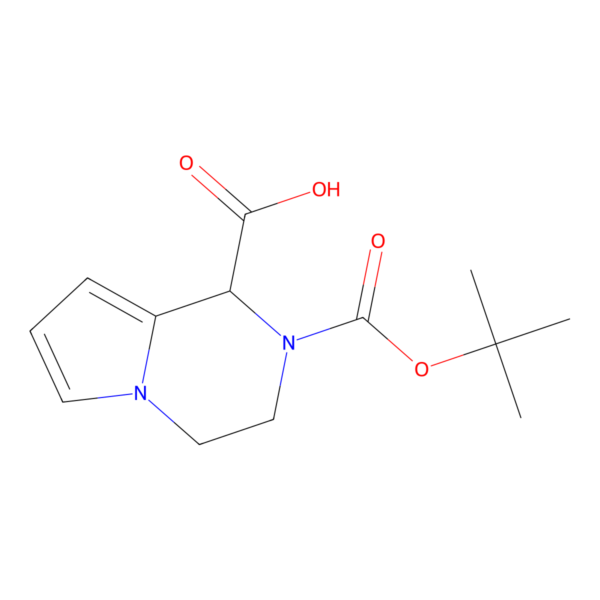 2-(tert-butoxycarbonyl)-1H,3H,4H-pyrrolo[1,2-a]pyrazine-1-carboxylic acid molecular structure, CAS 1214038-55-7