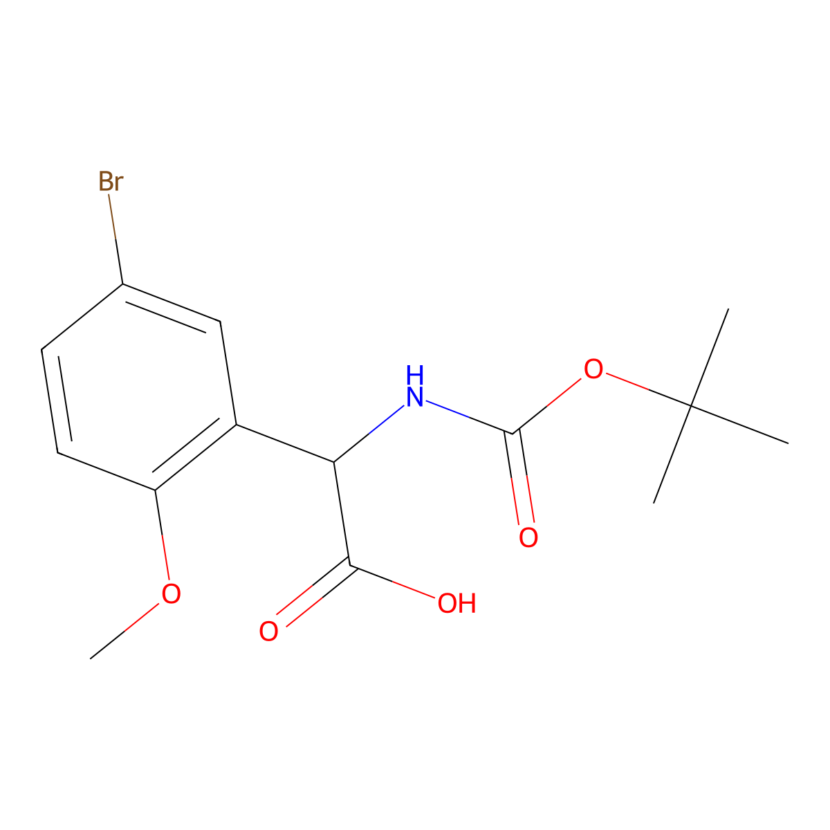 (5-Bromo-2-methoxyphenyl)[(tert-butoxycarbonyl)amino]acetic acid molecular structure, CAS 1214038-57-9