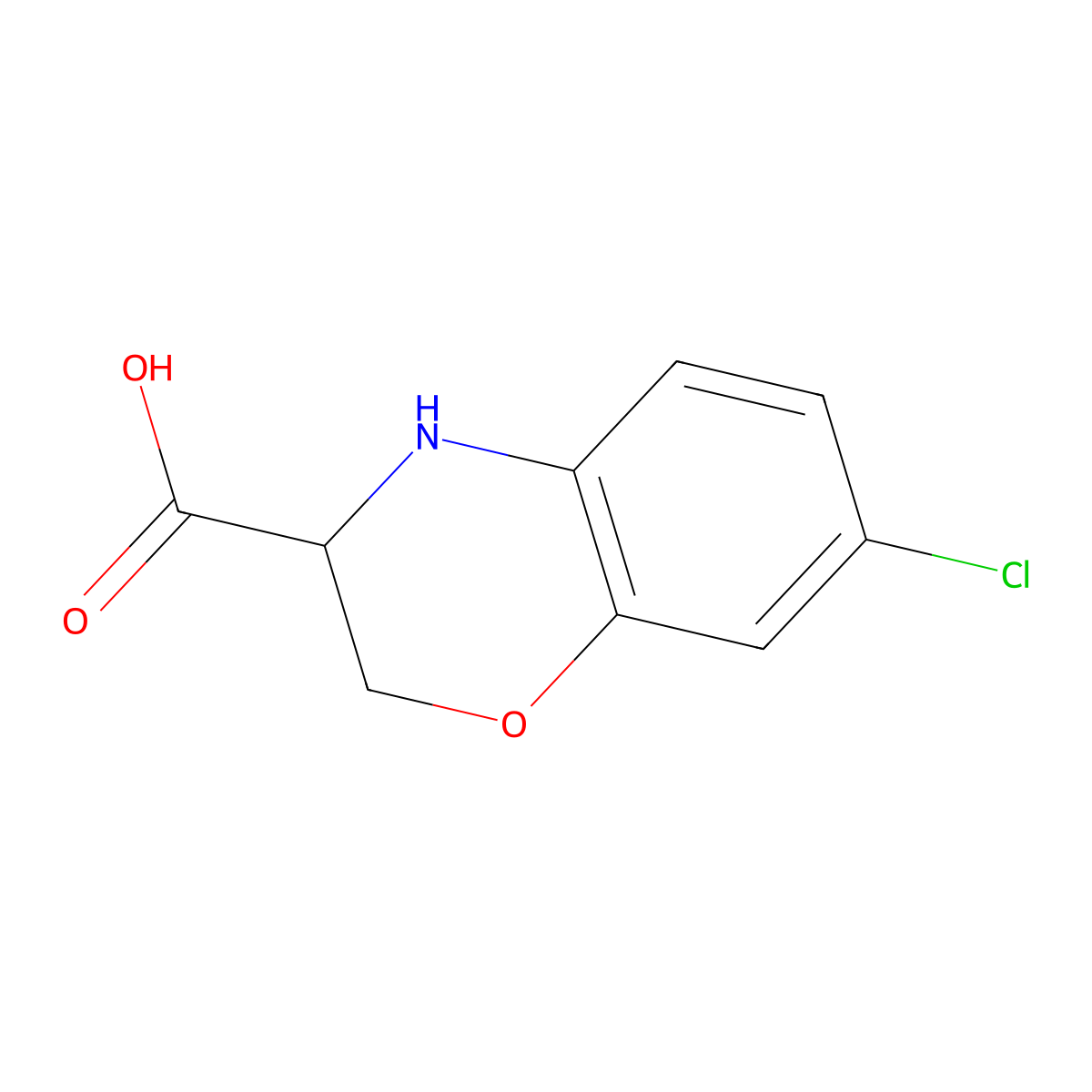 7-Chloro-3,4-dihydro-2H-benzo[b][1,4]oxazine-3-carboxylic acid molecular structure, CAS 1214042-60-0