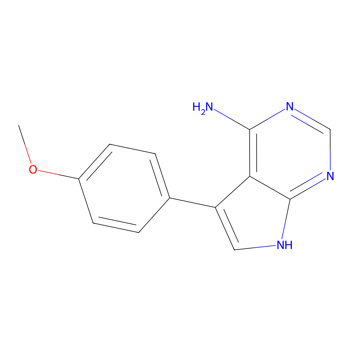 5-(4-methoxy-phenyl)-7H-pyrrolo[2,3-d]pyrimidin-4-yl-amine molecular structure, CAS 121405-37-6