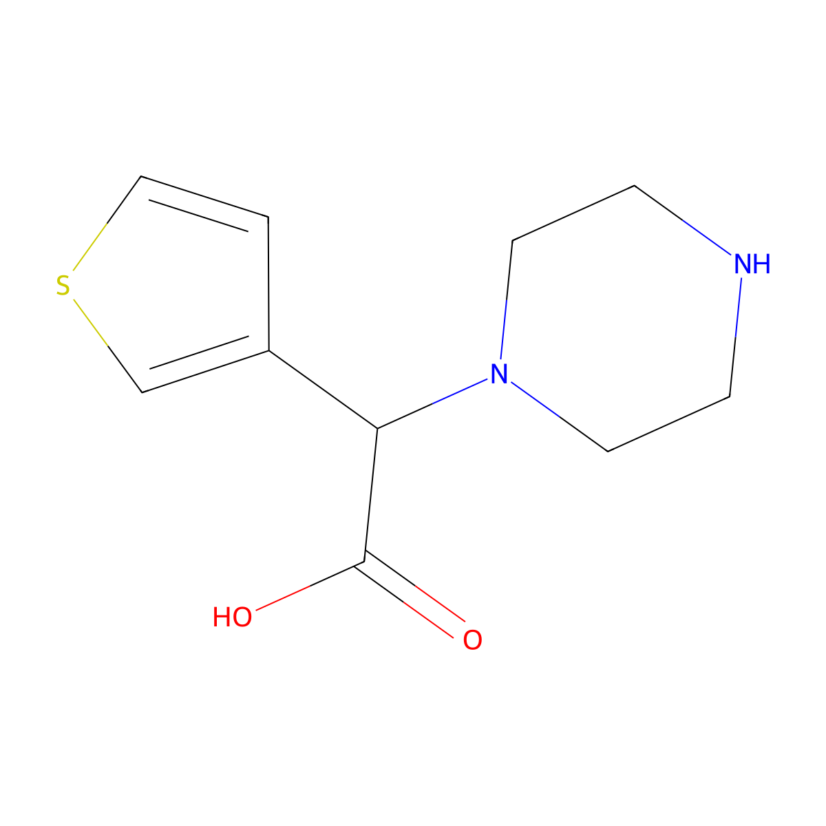 2-(Piperazin-1-YL)-2-(thiophen-3-YL)acetic acid molecular structure, CAS 1214055-95-4